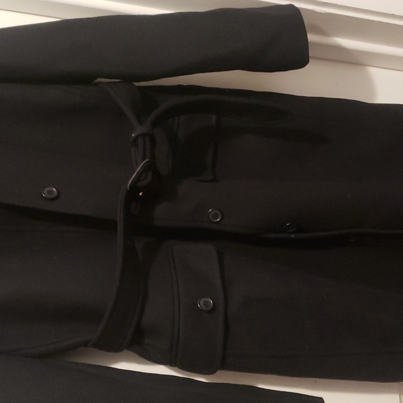 Zara belted button wool trench coat winter black xsmall new - Picture 5 of 7